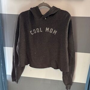 Cool Mom Black Hoodie Crop Sweater XL
